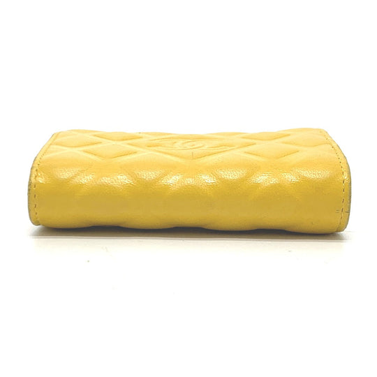 CHANEL Key case Key holder Calfskin yellow COCO Mark Diamond CC
