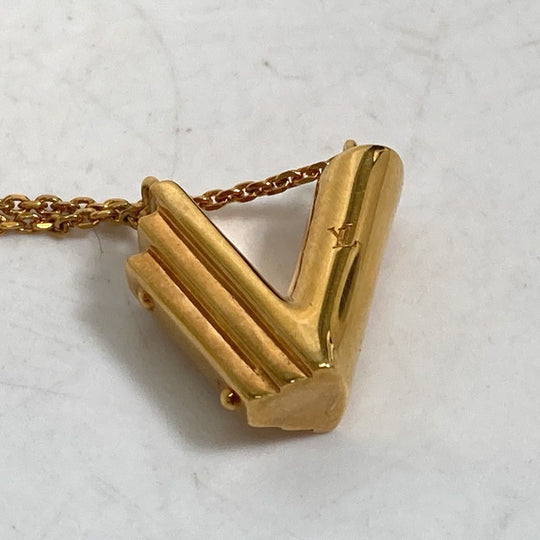 LOUIS VUITTON Necklace M61077 Gold Plated gold LV&ME Initial "V" Women Used Authentic