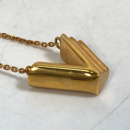 LOUIS VUITTON Necklace M61077 Gold Plated gold LV&ME Initial "V" Women Used Authentic