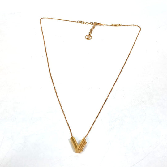 LOUIS VUITTON Necklace M61077 Gold Plated gold LV&ME Initial "V" Women Used Authentic