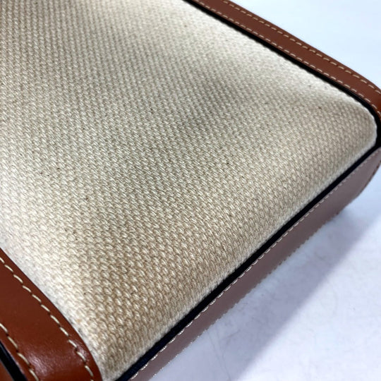 CELINE Shoulder Bag 193302DCI.02NT Canvas / leather beige Carriage Vertical hippo mini Women Used Authentic
