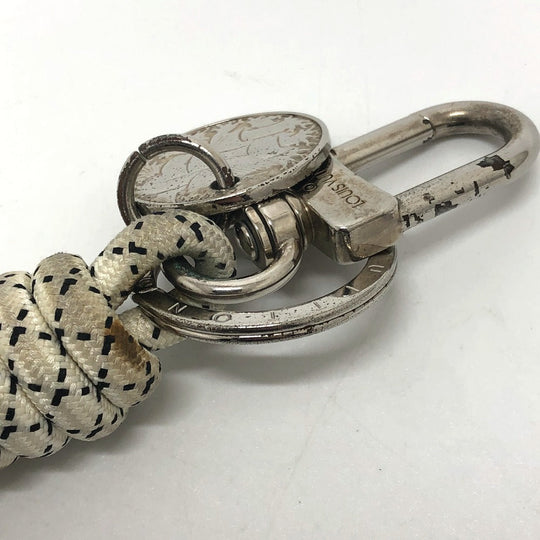 LOUIS VUITTON Bag charm MP1622 metal white Christopher nemes Key ring mens Used Authentic