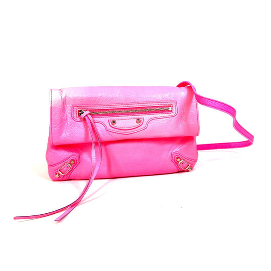 BALENCIAGA Clutch bag 431650 leather pink Pochette Classic envelope Women Used Authentic