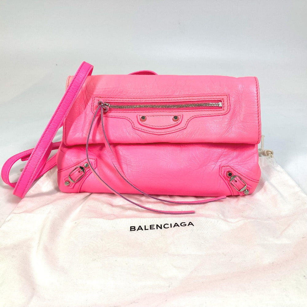 BALENCIAGA Clutch bag 431650 leather pink Pochette Classic envelope Women Used Authentic