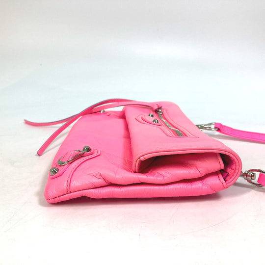 BALENCIAGA Clutch bag 431650 leather pink Pochette Classic envelope Women Used Authentic