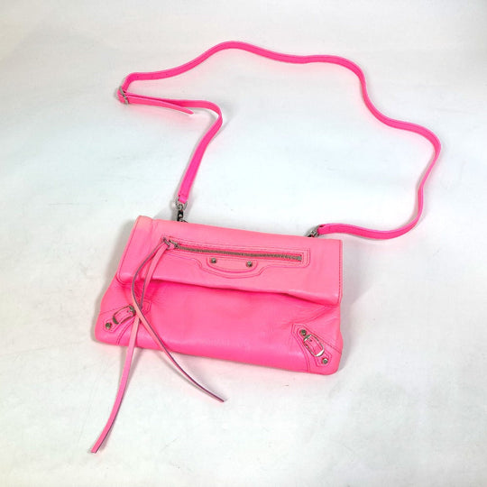 BALENCIAGA Clutch bag 431650 leather pink Pochette Classic envelope Women Used Authentic