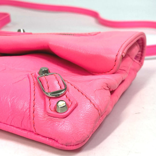 BALENCIAGA Clutch bag 431650 leather pink Pochette Classic envelope Women Used Authentic