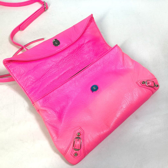 BALENCIAGA Clutch bag 431650 leather pink Pochette Classic envelope Women Used Authentic