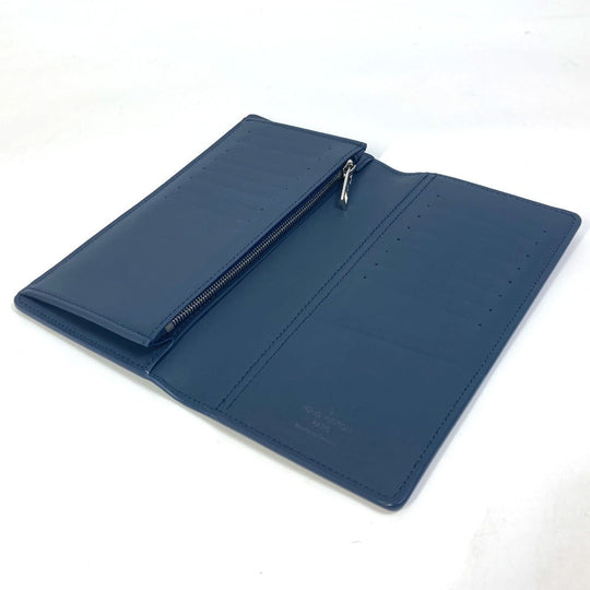 LOUIS VUITTON Long Wallet Purse M81810 leather Navy Portefeuille BrazzaNM mens Used Authentic