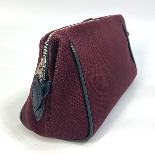 HERMES Clutch bag canvas Bordeaux Women Used Authentic