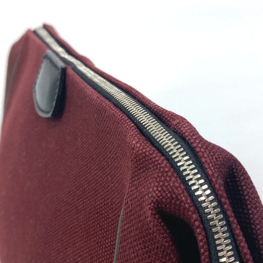 HERMES Clutch bag canvas Bordeaux Women Used Authentic