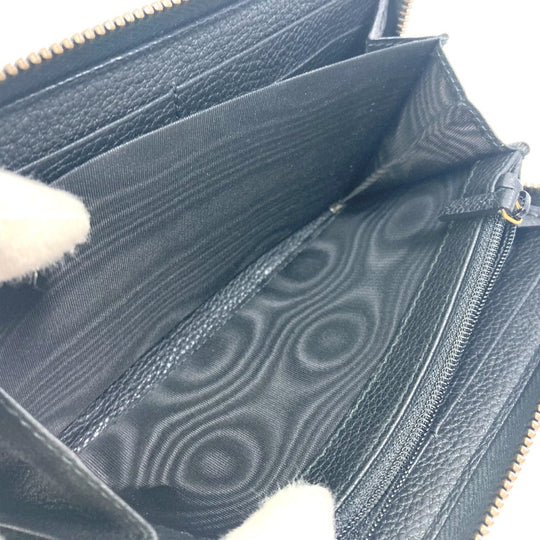 GUCCI Long Wallet Purse 496317 leather black Sherry line GUCCI logo print mens Used Authentic