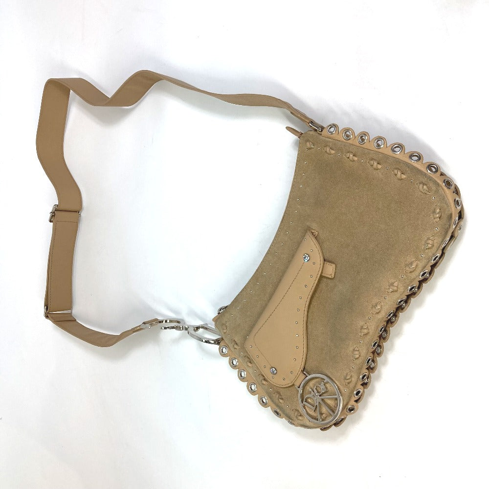 Dior Shoulder Bag Suede / leather beige saddle Women Used Authentic