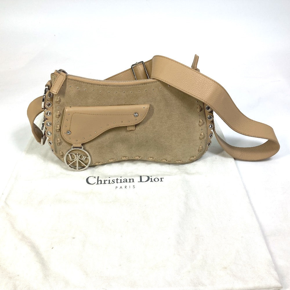 Dior Shoulder Bag Suede / leather beige saddle Women Used Authentic