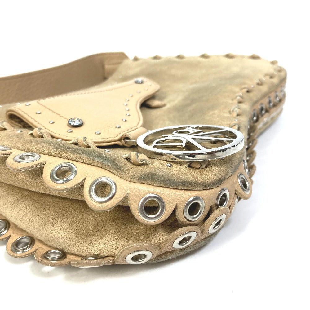 Dior Shoulder Bag Suede / leather beige saddle Women Used Authentic
