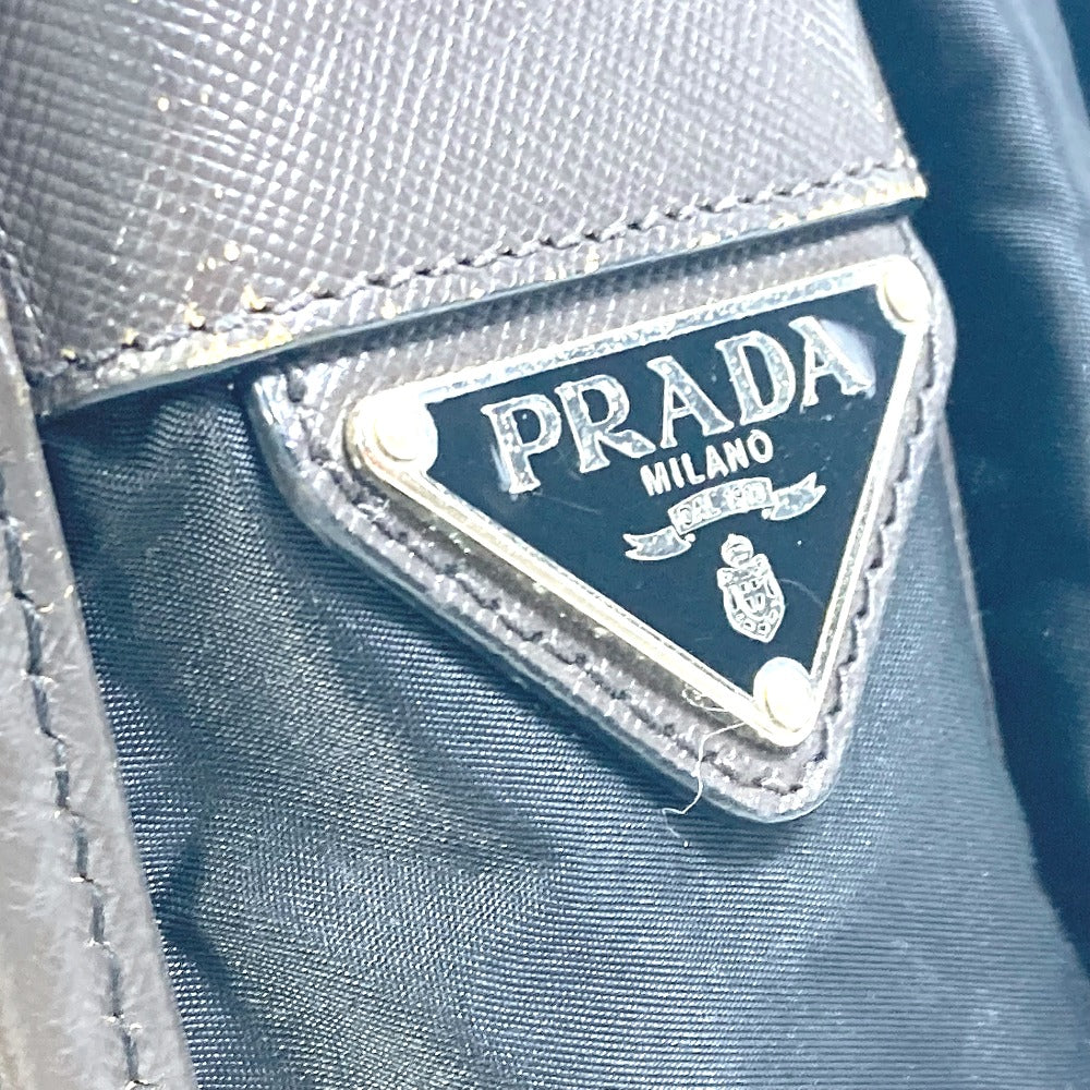 PRADA Shoulder Bag Nylon, Leather Black / brown Triangle logo Messenger bag mens Used Authentic