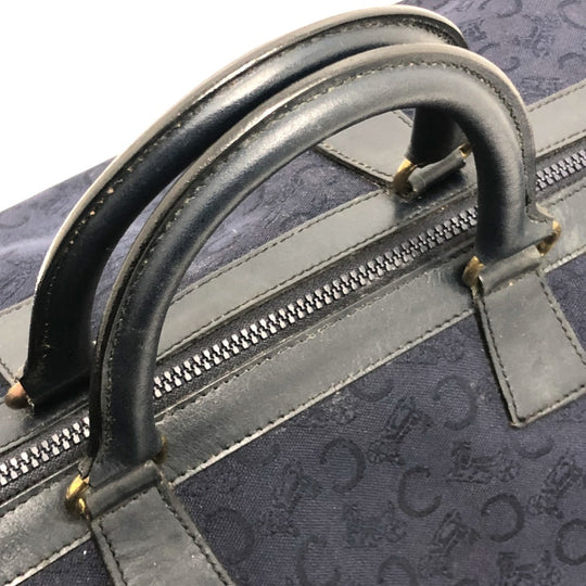 CELINE Boston Duffel bag Canvas / leather Navy C Macadam Carriage vintage Women Used Authentic