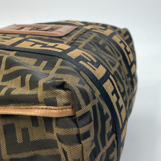 FENDI Tote Bag 7VA158 Leather / canvas Brown Zucca FF pattern Handbag 2WAY Bag Shoulder Bag Women Used Authentic