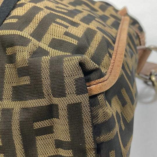FENDI Tote Bag 7VA158 Leather / canvas Brown Zucca FF pattern Handbag 2WAY Bag Shoulder Bag Women Used Authentic