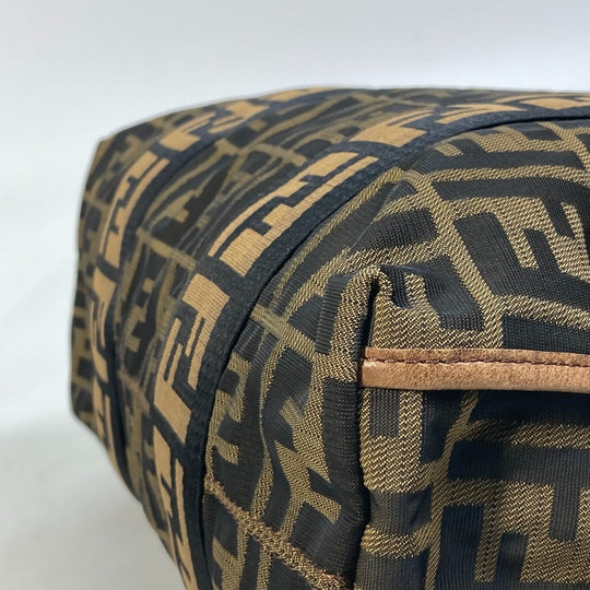 FENDI Tote Bag 7VA158 Leather / canvas Brown Zucca FF pattern Handbag 2WAY Bag Shoulder Bag Women Used Authentic