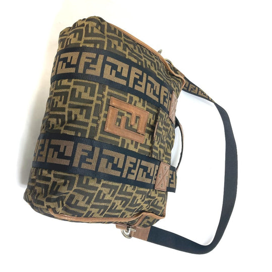 FENDI Tote Bag 7VA158 Leather / canvas Brown Zucca FF pattern Handbag 2WAY Bag Shoulder Bag Women Used Authentic