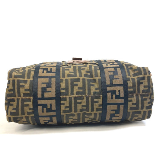 FENDI Tote Bag 7VA158 Leather / canvas Brown Zucca FF pattern Handbag 2WAY Bag Shoulder Bag Women Used Authentic