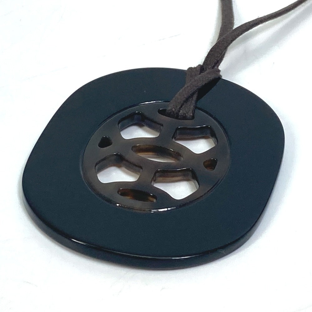 HERMES Necklace Buffalo horn Black gray type & brown type Lift PM Women Used Authentic