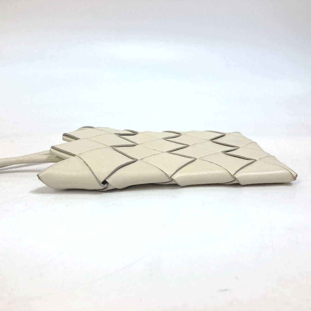 BOTTEGAVENETA Shoulder Bag 619019 leather white INTRECCIATO Pochette Women Used Authentic