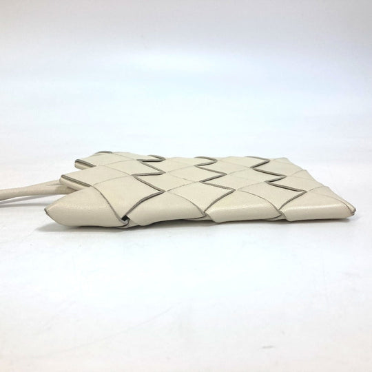 BOTTEGAVENETA Shoulder Bag 619019 leather white INTRECCIATO Pochette Women Used Authentic