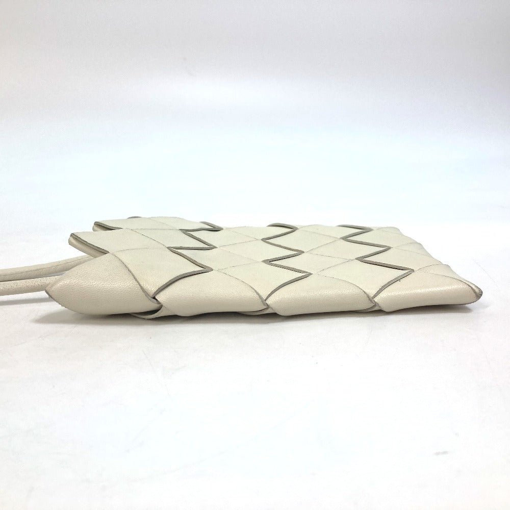 BOTTEGAVENETA Shoulder Bag 619019 leather white INTRECCIATO Pochette Women Used Authentic