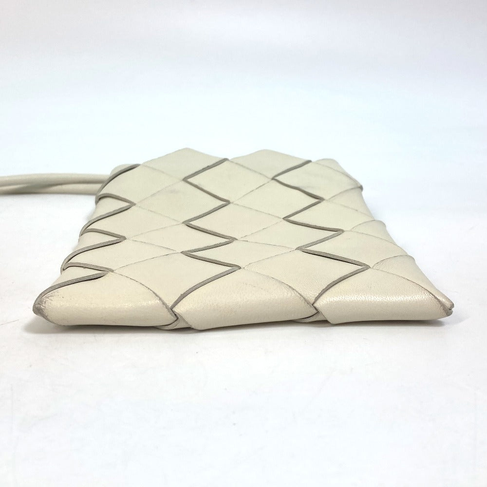 BOTTEGAVENETA Shoulder Bag 619019 leather white INTRECCIATO Pochette Women Used Authentic