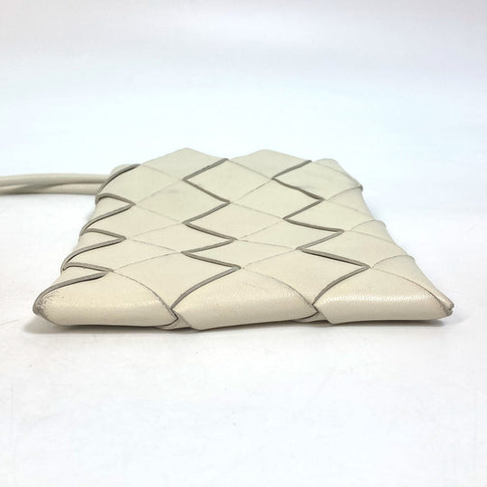 BOTTEGAVENETA Shoulder Bag 619019 leather white INTRECCIATO Pochette Women Used Authentic