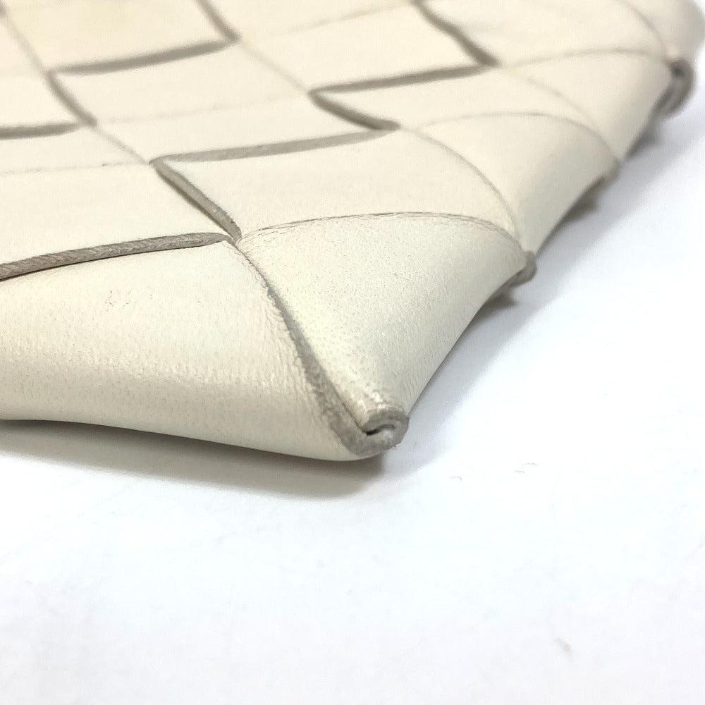BOTTEGAVENETA Shoulder Bag 619019 leather white INTRECCIATO Pochette Women Used Authentic
