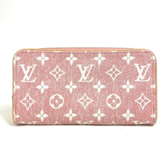 LOUIS VUITTON Long Wallet Purse M81182 Monogram denim pink Monogram denim Zippy wallet Women Used Authentic
