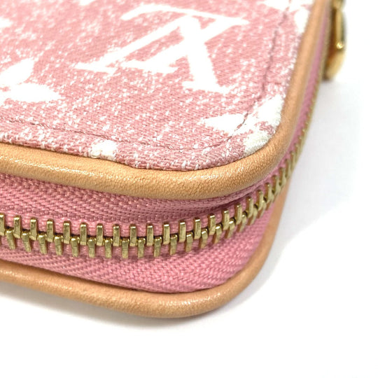LOUIS VUITTON Long Wallet Purse M81182 Monogram denim pink Monogram denim Zippy wallet Women Used Authentic