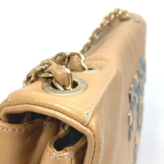 CHANEL Shoulder Bag lambskin beige CC COCO Mark WChain Bag Flap Women Used Authentic