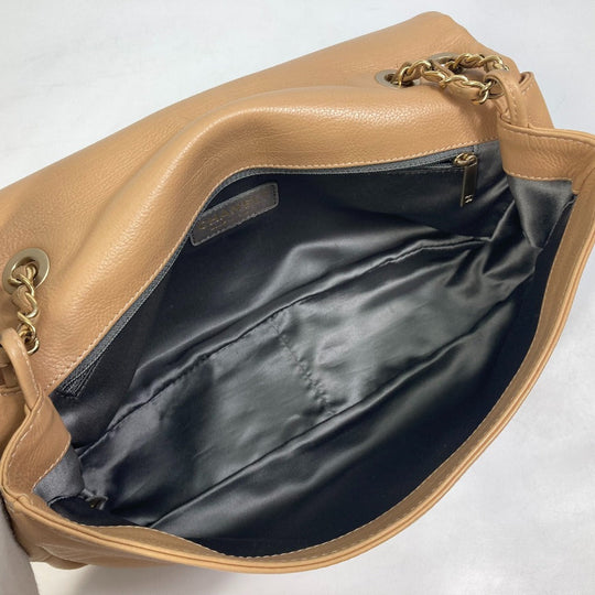 CHANEL Shoulder Bag lambskin beige CC COCO Mark WChain Bag Flap Women Used Authentic