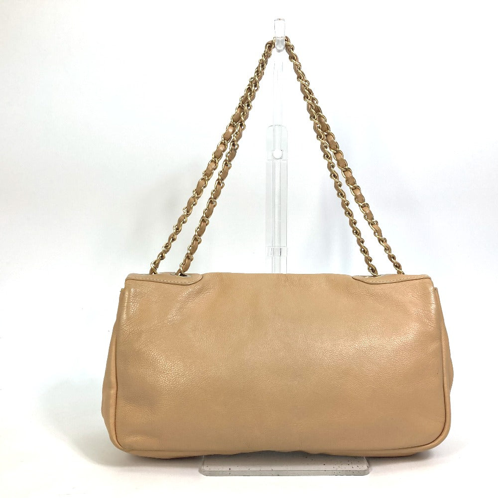 CHANEL Shoulder Bag lambskin beige CC COCO Mark WChain Bag Flap Women Used Authentic