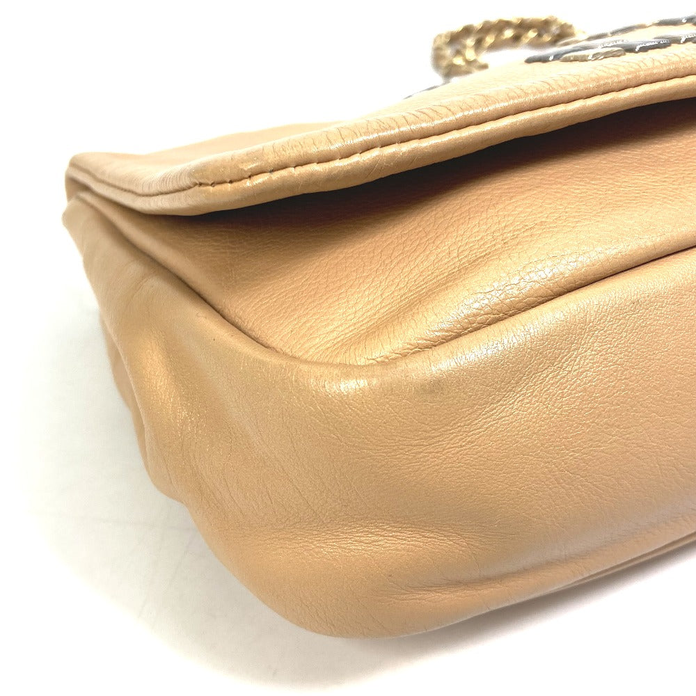 CHANEL Shoulder Bag lambskin beige CC COCO Mark WChain Bag Flap Women Used Authentic