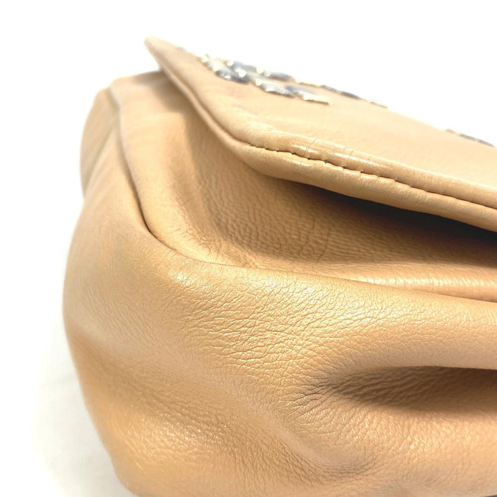 CHANEL Shoulder Bag lambskin beige CC COCO Mark WChain Bag Flap Women Used Authentic