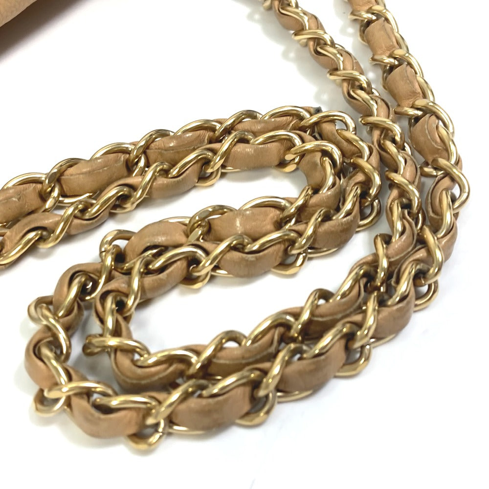 CHANEL Shoulder Bag lambskin beige CC COCO Mark WChain Bag Flap Women Used Authentic