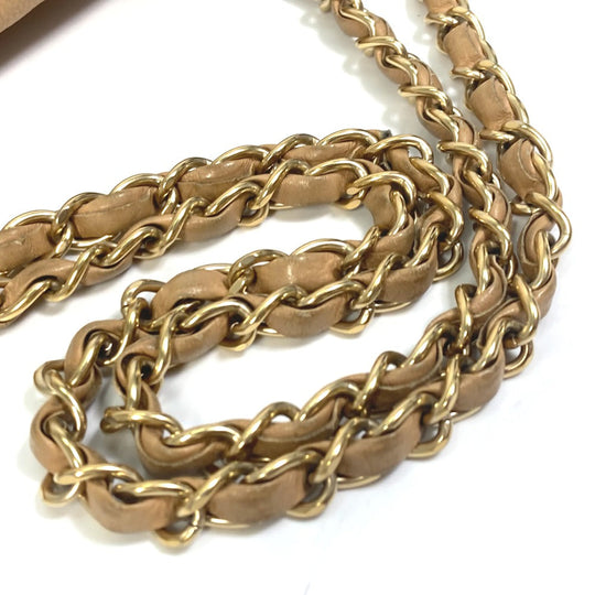 CHANEL Shoulder Bag lambskin beige CC COCO Mark WChain Bag Flap Women Used Authentic