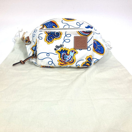 LOEWE Sling bag canvas White x Blue type anagram Waist bag Shoulder Bag mens Used Authentic