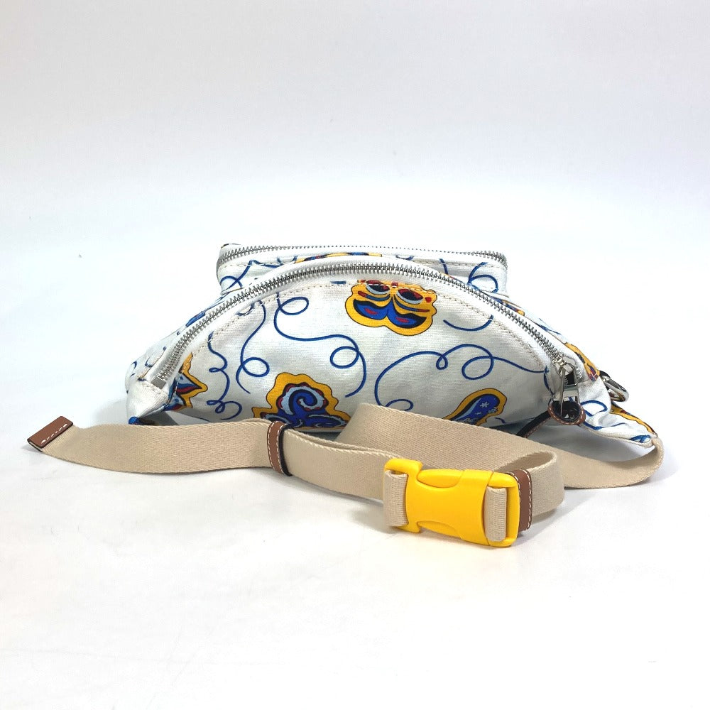 LOEWE Sling bag canvas White x Blue type anagram Waist bag Shoulder Bag mens Used Authentic