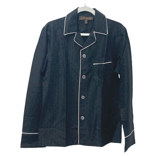 LOUIS VUITTON Long sleeve shirt Cotton, Silk black Monogram pouch included pajama shirt mens XS Used Authentic