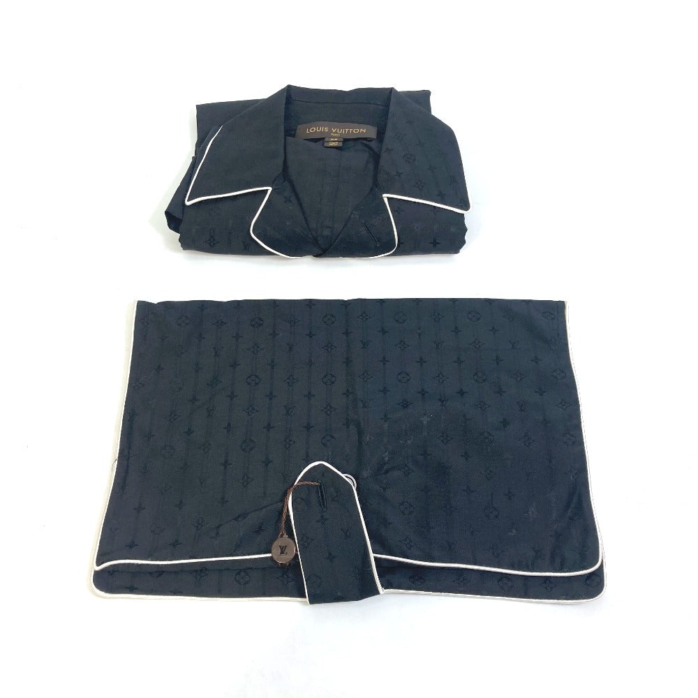 LOUIS VUITTON Long sleeve shirt Cotton, Silk black Monogram pouch included pajama shirt mens XS Used Authentic