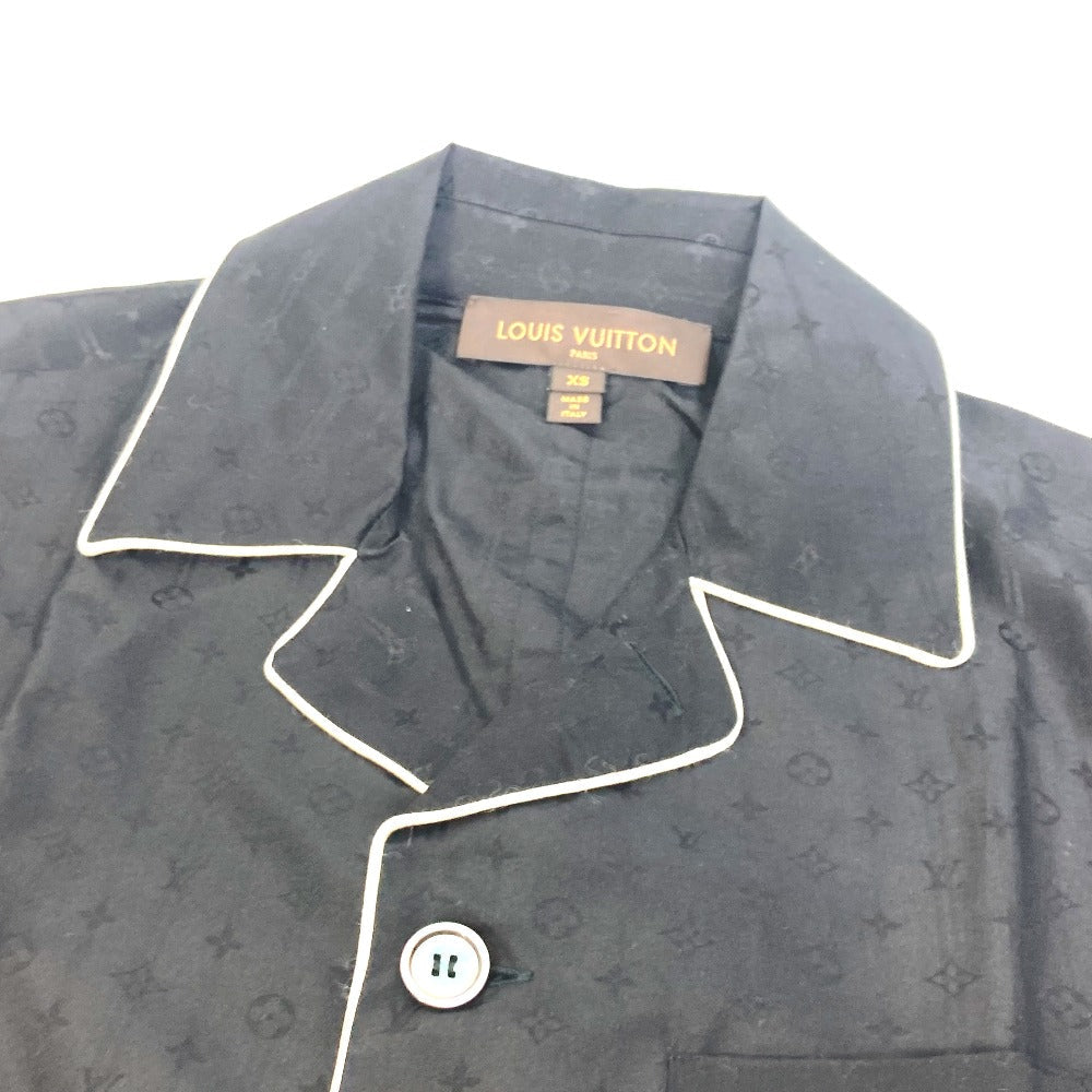 LOUIS VUITTON Long sleeve shirt Cotton, Silk black Monogram pouch included pajama shirt mens XS Used Authentic