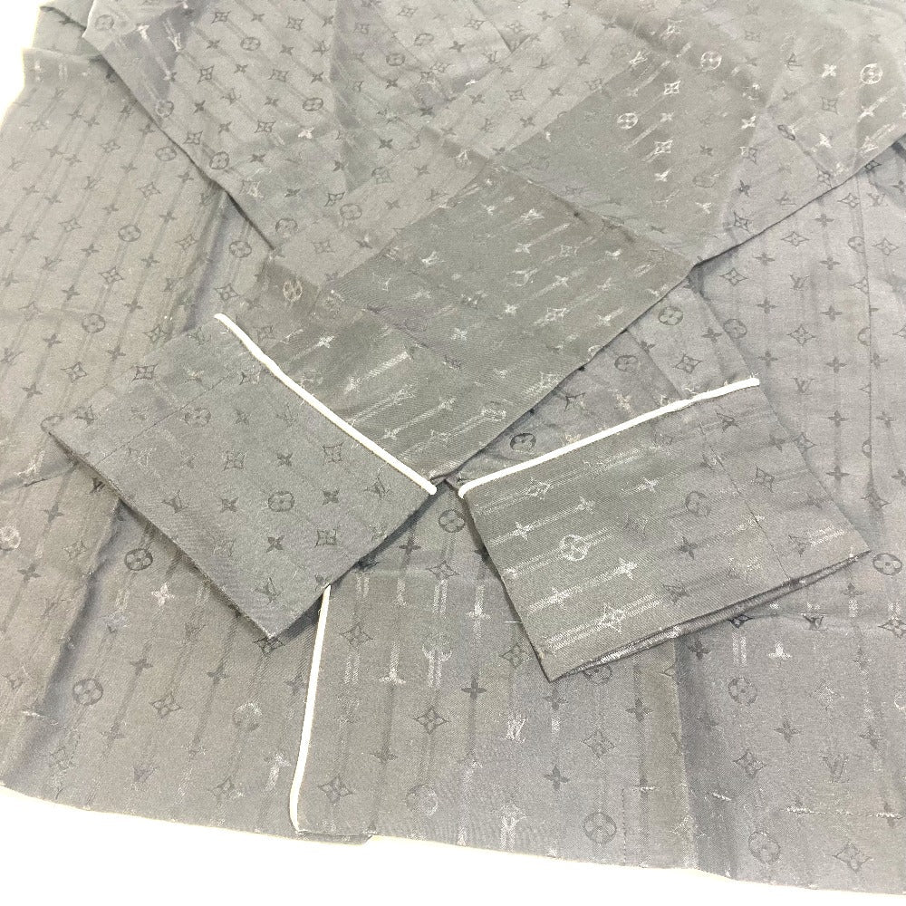 LOUIS VUITTON Long sleeve shirt Cotton, Silk black Monogram pouch included pajama shirt mens XS Used Authentic