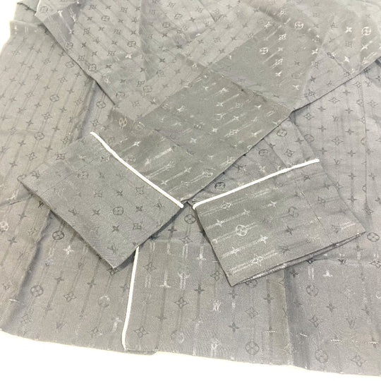 LOUIS VUITTON Long sleeve shirt Cotton, Silk black Monogram pouch included pajama shirt mens XS Used Authentic