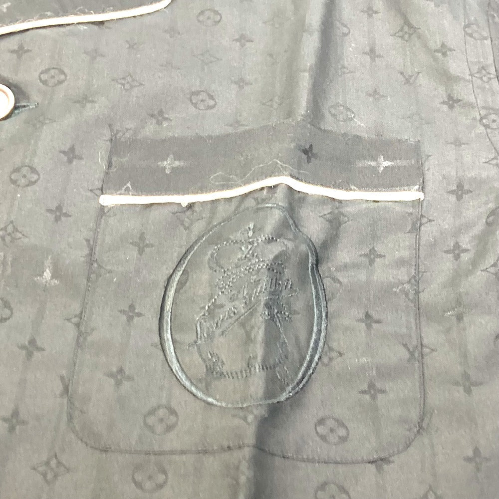 LOUIS VUITTON Long sleeve shirt Cotton, Silk black Monogram pouch included pajama shirt mens XS Used Authentic